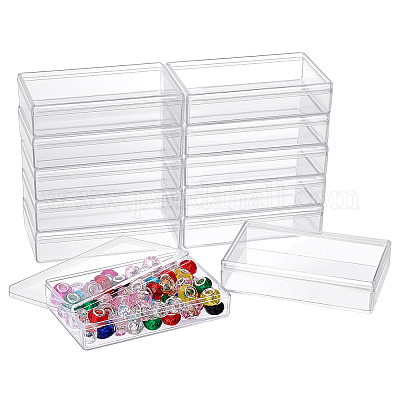 蓋付きのプラスチック製のビーズの容器  長方形  透明  11x6.95x2.5cm  内径：10.55x6.5のCM&nbsp;CON-WH0086-202-1