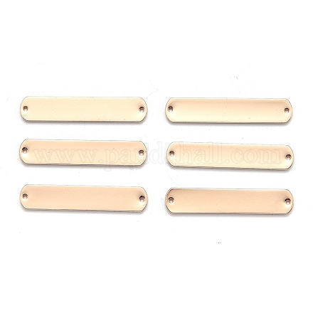 真鍮製コネクター  丸い角  長方形  ライトゴールド  36x7x1mm  穴：1mm  20個/箱&nbsp;KK-BC0001-47KCG-1