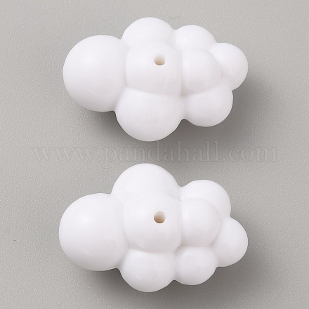 不透明なアクリルビーズ  雲  ホワイトスモーク  33x23x17.5mm  穴：1.8mm&nbsp;SACR-TAC0005-04A-1