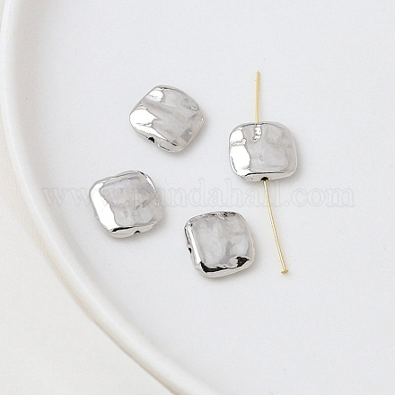 真鍮製スペーサービーズ  プラチナ  正方形  12x12mm  穴：2mm&nbsp;PW-WG22851-06-1