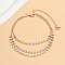 Alloy Rhinestone Cup Chain & Ball Chain Multi-strand Anklets, Rose Gold, 7-1/2 inch(190mm)