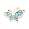 Alloy Rhinestone Cabochons, Butterfly, Silver, Aquamarine, 8.5x12.5x2.5mm