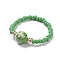 Natural Regalite/Imperial Jasper/Sea Sediment Jasper Stretch Rings, with Glass Seed Beads, Size 8, 18mm