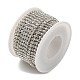 鉄ラインストーンカップチェーン  スプールで  銀  クリスタル  3x3x2.5mm  約10ヤード/ロール&nbsp;CH-A008-01B-2