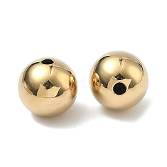 304ステンレススチールビーズ  ラウンド  14KGP本金メッキ  14mm  穴：3mm