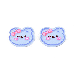 印刷されたアクリルカボション  クマ  コーンフラワーブルー  17x21x2mm&nbsp;OACR-N135-37