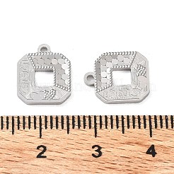 ロジウムメッキ 925 スターリングシルバー チャーム  水玉模様の四角形、愛という言葉、ナンバー520のチャーム  テクスチャ  バレンタインデーの  プラチナメッキ  12x10x1.2mm  穴：1.2mm&nbsp;STER-C003-04P