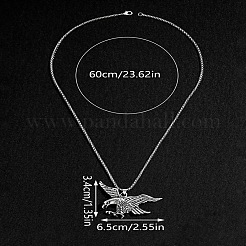 ヴィンテージ風合金製ペンダントネックレス（男性用）  ワシ  アンティークシルバー  23.62インチ（60cm）&nbsp;WGDC47C-01