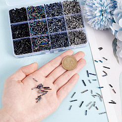 1960個 12種類のガラスツイストビューグルビーズ  メタリックカラー  ミックスカラー  6~12x2mm  穴：0.5mm&nbsp;SEED-GO0001-07A