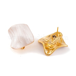 女性用菱形真鍮エナメルスタッドピアス  18KGP本金メッキ  24x26mm&nbsp;LS-EJEW-G391-14G