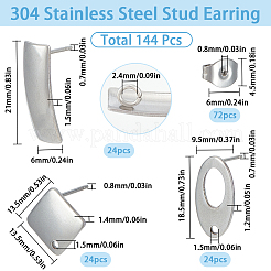 304ステンレススチールスタッドピアス  耳ナッツ  ステンレス鋼色  13.5~21x9.5~13.5mm  穴：1.5~2.4mm  ピン：0.7~0.8mm&nbsp;STAS-SC0008-71