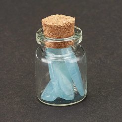 ボトルの装飾を望む透明なガラス  チャクラヒーリングボトル  ウィッカジェムストーンのバランス調整  天然アクアマリンチップビーズ付き  22x34mm  チップビーズ：22~26x8~10x3.5~4mm&nbsp;DJEW-A001-02