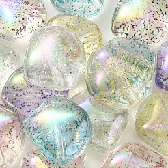 UVメッキレインボー虹色アクリルビーズ  グリッターパウダー付き  ダイヤモンド  ミックスカラー  23.5x23.5x12.5mm  穴：3mm&nbsp;OACR-K003-003