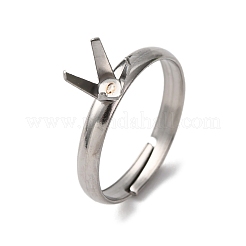 304ステンレススチールカフリング部品  4つの爪のプロングリングのセッティング  トレイ：5x5mm  3mm  内径：17mm&nbsp;STAS-D372-01P-05