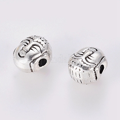 チベット風合金ビーズ  カドミウムフリー＆ニッケルフリー＆鉛フリー  仏頭  アンティークシルバー  8x7x5.5mm  穴：1.5mm&nbsp;X-TIBEB-60018-AS-FF