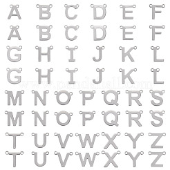 104個 26スタイル ステンレススチール レターコネクターチャーム  ステンレス鋼色  変色しない  a～zの文字  9.5~10x8~16x1mm  穴：0.9~1.2mm  4個/スタイル&nbsp;FIND-TA0008-42