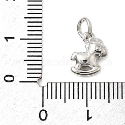 真鍮製チャーム  木馬  長持ちメッキ  ラックめっき  丸カン付き  プラチナメッキ  10.5x8.5x3.5mm  穴：3.2mm&nbsp;KK-C139-19P