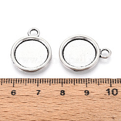 チベット風合金カボションセッティングペンダント  片面  カドミウムフリー＆鉛フリー  フラットラウンド  アンティークシルバー  トレイ：14mm  22x17.5x2mm  穴：3mm&nbsp;PALLOY-N178-13AS-A