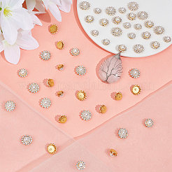 120個 3スタイルの花の縫い付けラインストーン  プラスチックラインストーン  イミテーションパールとゴールデンアイアンセッティング  クリスタル  9~13x7.5~8.5mm  40個/スタイル&nbsp;FIND-GF0004-14