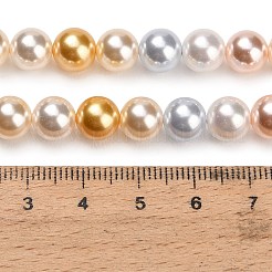 電気メッキガラス製模造真珠ビーズの連  ラウンド  パールカラーの  ミックスカラー  8mm  穴：0.8mm  約51個/連  17.72''（45センチメートル）&nbsp;EGLA-A049-01