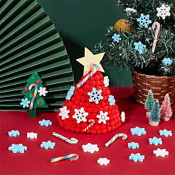 クリスマス用のDIY 90個11スタイルのジュエリー作りキット  レジンカボションとポリマークレイビーズを含む  穴がない  スノーフレーク＆松葉杖  ミックスカラー  17~52x7~28x2.5~5mm&nbsp;DIY-GA0004-35