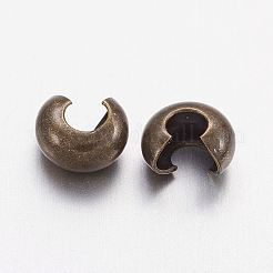 真鍮製つぶし玉カバーカシメ玉カバー  ニッケルフリー  アンティークブロンズカラー  サイズ：直径約3mm  穴：1.2~1.5mm&nbsp;X-KK-H289-NFAB-NF