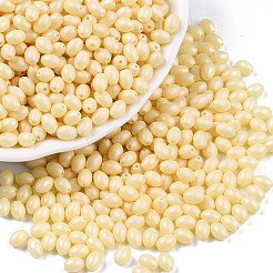 焼付塗装ガラスシードビーズ  オーバル  レモンシフォン  5x3.5mm  穴：0.8mm  約5000個/ポンド&nbsp;SEED-C004-04A