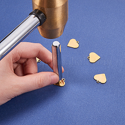 304ステンレスペンダント  空白タグペンダントをスタンピング  ハート  ゴールドカラー  15.5x16x0.7mm  穴：1.5mm  30個/箱&nbsp;STAS-BC0002-26G