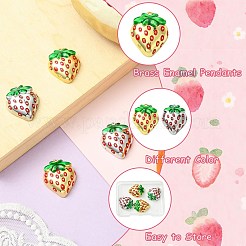 4本2色真鍮エナメルペンダント  ストロベリーチャーム  ミックスカラー  24x19.5x6.5mm  穴：1.6mm  2個/カラー&nbsp;KK-CJ0003-25