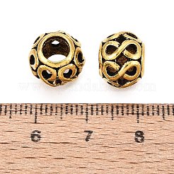 チベット風合金ヨーロピアンビーズ  大穴ビーズ  無限大の空洞ロンデル  アンティーク黄金  11x9mm  穴：5mm&nbsp;FIND-Q121-14AG