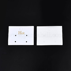 長方形の厚紙ジュエリーディスプレイカード  ピアス用  ジュエリーハングタグ  熱い言葉  ホワイト  4x5x0.05cm&nbsp;CDIS-N002-005