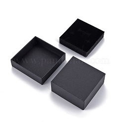 厚紙ジュエリーセットボックス  リングのために  ピアス  ネックレス  内部のスポンジ  正方形  ブラック  7.6x7.6x3.2cm  インナーサイズ：6.9x6.9センチメートル  フタなし：7.2x7.2x3.1cm&nbsp;CBOX-S018-10B
