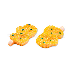 不透明樹脂デコデンカボション  模造食品  プラチナメッキ鉄ループとキラキラパウダー付き  焼きホタテ  ゴールド  30~30.5x19~20x5.5mm&nbsp;CRES-N021-162