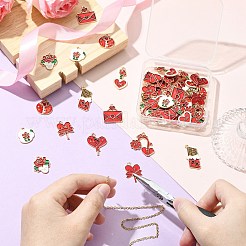 45個 9スタイル バレンタインデーテーマ 合金エナメルペンダント  ライトゴールド  混合図形  18~28x15~25x1mm  穴：1.8mm  5個/スタイル&nbsp;FIND-CJ0003-80