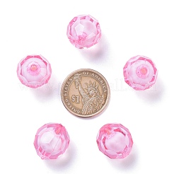 透明なアクリルビーズ  二層ビーズ  多面カット  ラウンド  ショッキングピンク  20x18mm  穴：3mm、約130個/500g&nbsp;TACR-S113-20mm-02