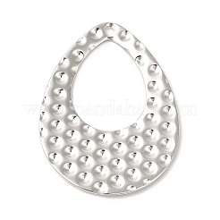 変色しない304ステンレススチールペンダント  ティアドロップ  ステンレス鋼色  35x26.5x1.3mm  穴：1.6mm&nbsp;STAS-L268-001P