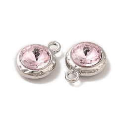 ガラスチャーム  ラックメッキプラチナ合金パーツ  ニッケルフリー  フラットラウンドのチャーム  ピンク  15x11.5x6mm  穴：2mm&nbsp;PALLOY-O106-21P-03