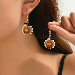 アクリルダングルピアス  ピーコック  プラチナ  キャメル  32x23mm&nbsp;FS-WG3C978-01
