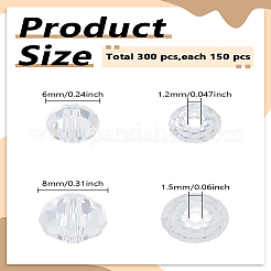 ガラスビーズ連売り  ファセット（32ファセット）  ラウンド  透明  6~8mm  穴：1.2~1.5mm  150個/スタイル&nbsp;EGLA-LP0001-13A