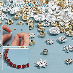 360 個 12 スタイルラックメッキ合金スペーサービーズ  ロンデル  ミックスカラー  5.5~8x1.3~3mm  穴：1.2~2.5mm  30個/スタイル&nbsp;DIY-PH0023-43