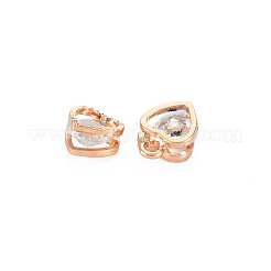 ハート合金チャーム  キュービックジルコニア付き  ライトゴールド  12x8.5x5mm  穴：1mm&nbsp;ZIRC-R007-043A-03KC