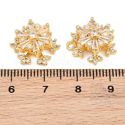 真鍮製マイクロパヴェクリアキュービックジルコニア回転ペンダント  スノーフレークチャーム  18KGP本金メッキ  16x15.5x7.5mm  穴：1.6mm&nbsp;CU-CBA7392-01G