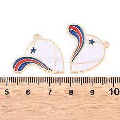 スポーツ合金エナメルペンダント  野球帽のチャーム  ライトゴールド  ホワイト  20x25.5x1.5mm  穴：1.2mm&nbsp;ENAM-C035-01C