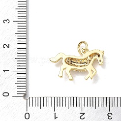 ラインストーン付き真鍮ペンダント  馬のチャーム  ゴールドカラー  ジェット  13x20x3.5mm  穴：3mm&nbsp;RB-CBA6830-18G-07