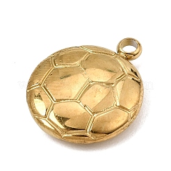 304ステンレスペンダント  サッカーボール柄のフラットラウンドいチャーム  イオンプレーティング（ip）  18KGP本金メッキ  16x13x3.5mm  穴：1.7mm&nbsp;SA-CBA0563-20G