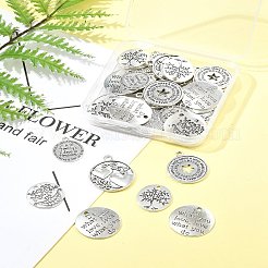 チベット風アロイペンダント50個  鉛フリー＆カドミウムフリー  言葉で  アンティークシルバー  19.5~28.5x17~24x1~2.5mm  穴：1.6~2.5mm  6スタイル/セット&nbsp;TIBE-FS0003-25-RS