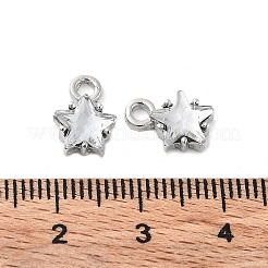ラインストーン ペンダント付き合金  星のチャーム  カドミウムフリー＆鉛フリー  プラチナ  11x7.5x4mm  穴：2mm&nbsp;FIND-B028-05P