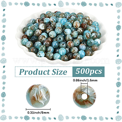 500PCSアクリルビーズ  天然石風  ラウンド  シエナ  8x7.5mm  穴：1.6mm&nbsp;OACR-PA0001-80