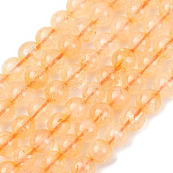 天然石シトリンビーズ連売り  ラウンド  染め＆加熱  6mm  穴：0.8mm  約62個/連  15インチ（40cm）&nbsp;G-E483-12-6mm