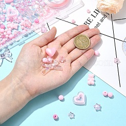 かわいいアクリルビーズストレッチジュエリーセットキットをDIY  ピンク  8~17x7~22x10mm  穴：1.4~2mm&nbsp;DIY-YW0010-04A